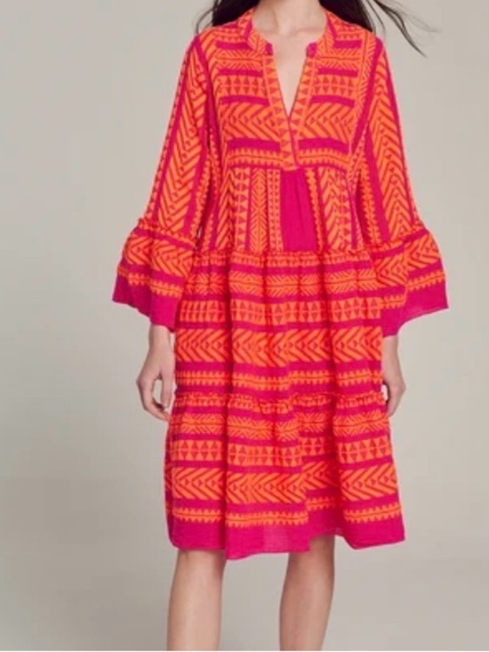 Devotion Twins Dress Ella Mini Swing - Neon Orange/Bright Fuschia - Small